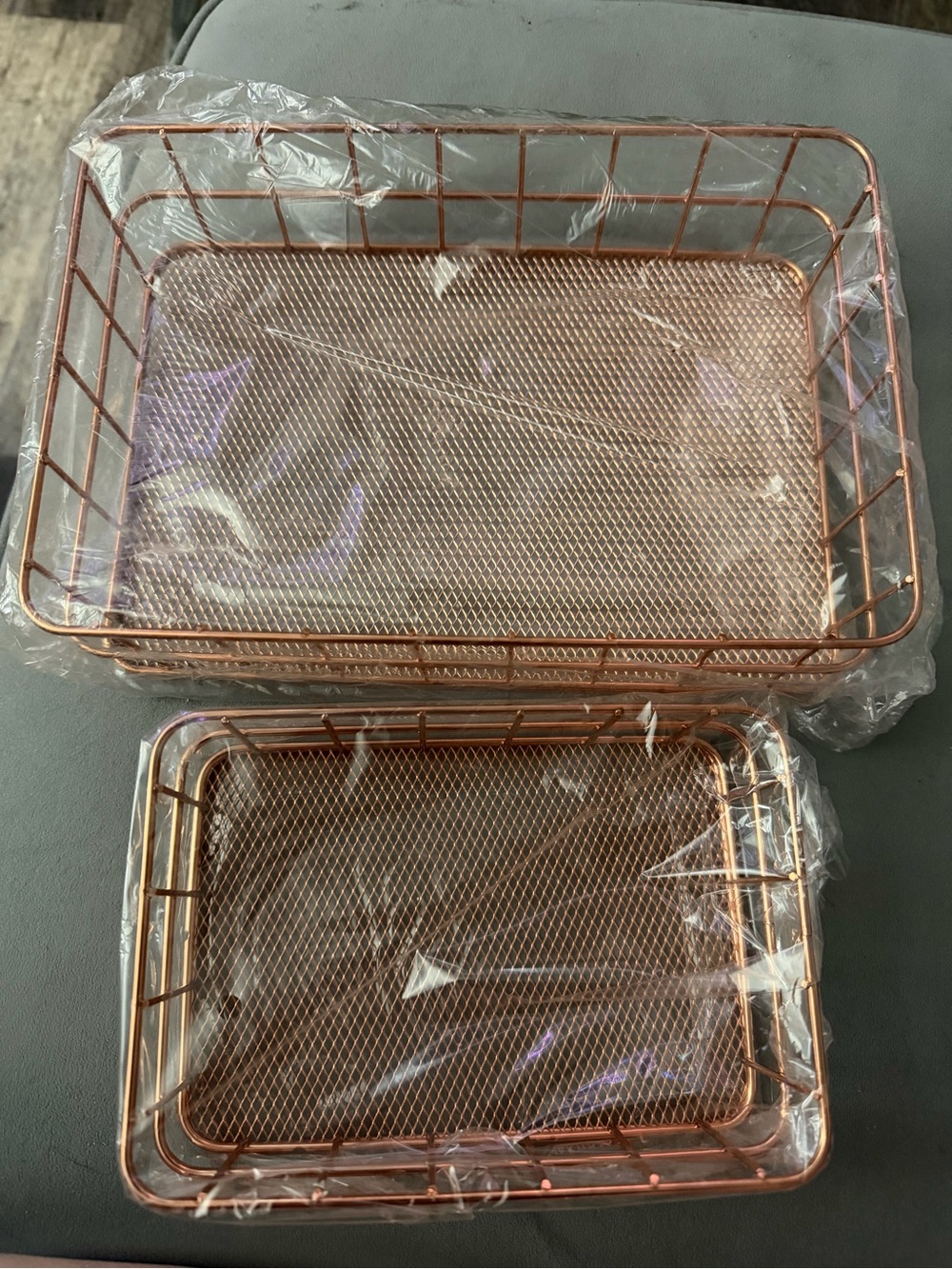 Copper Wire Mesh Storage Baskets - 2-Pack